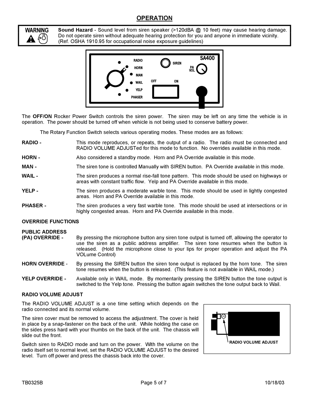 Carson SA-400-93 28V, SA-400-93 14V, SA-400-93 PG manual Operation 