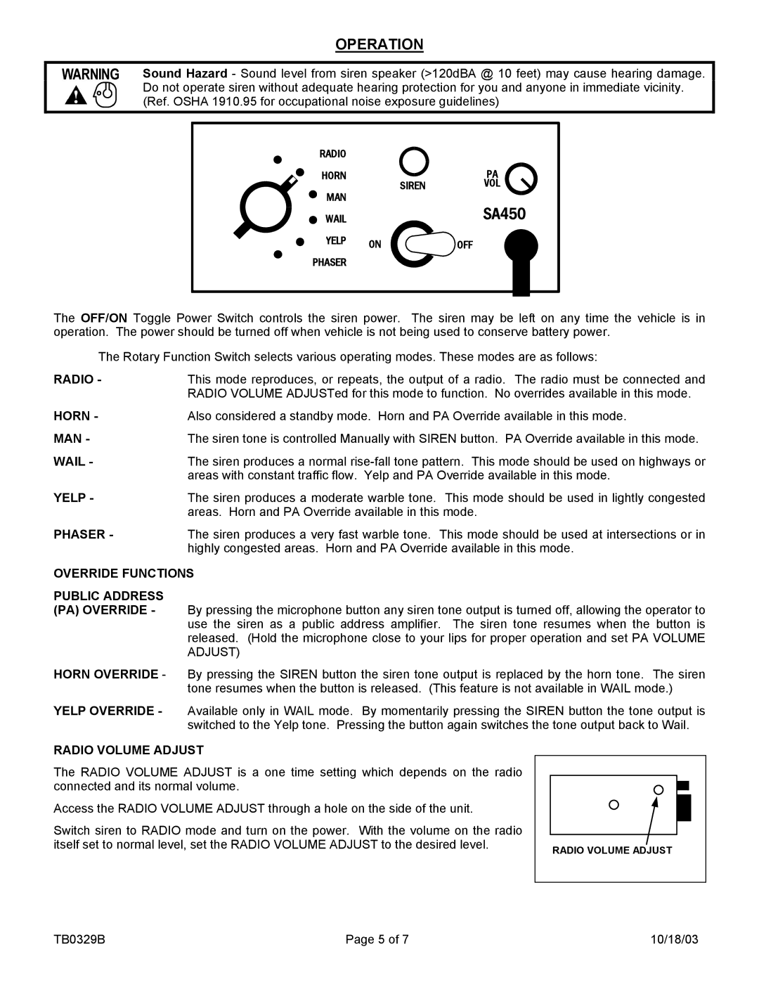 Carson SA-450-80 PG manual Operation 