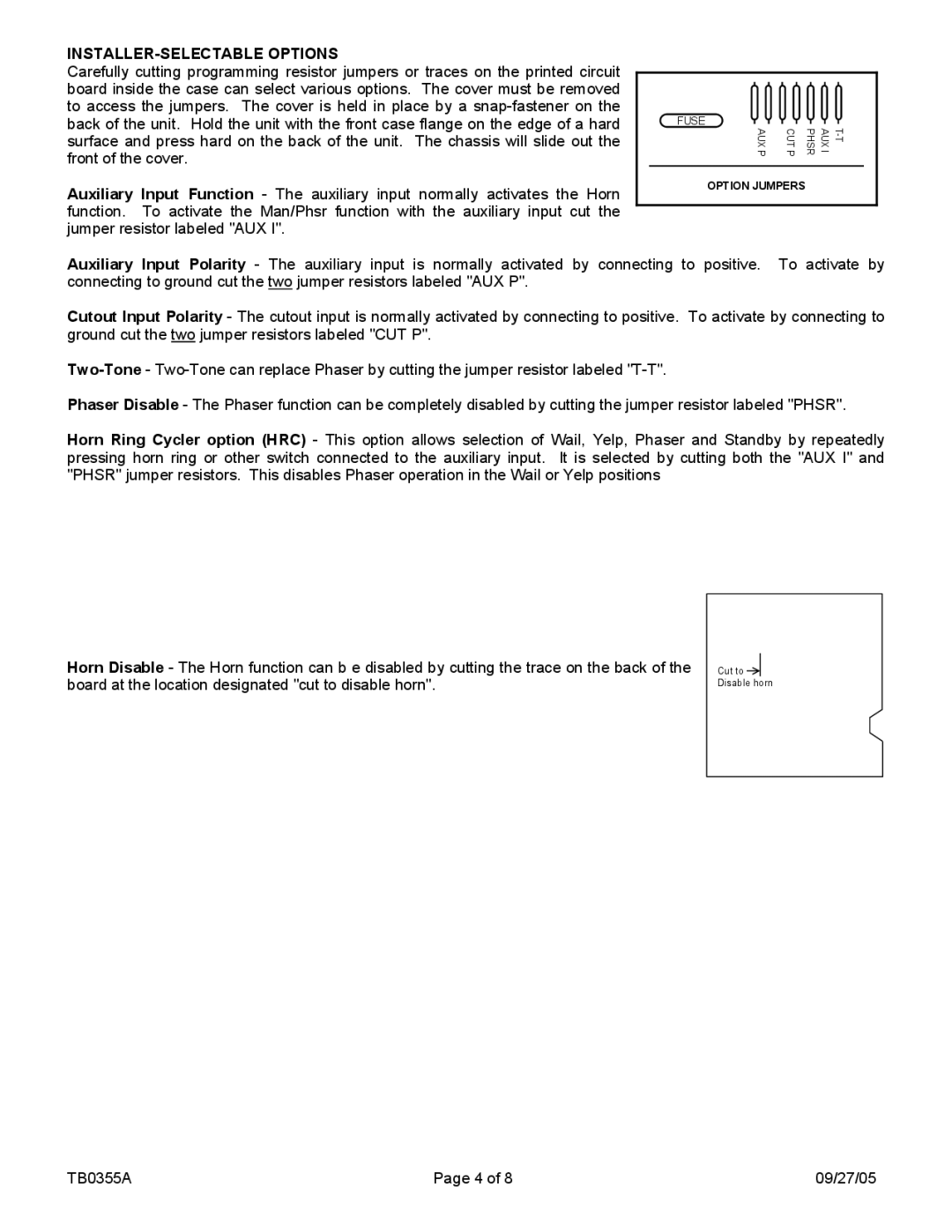 Carson SA-500-16 14V manual INSTALLER-SELECTABLE Options 