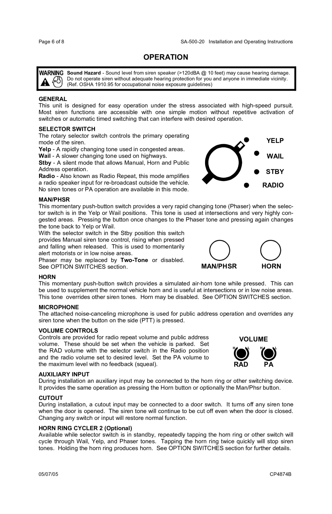 Carson SA-500-20 operating instructions Operation 