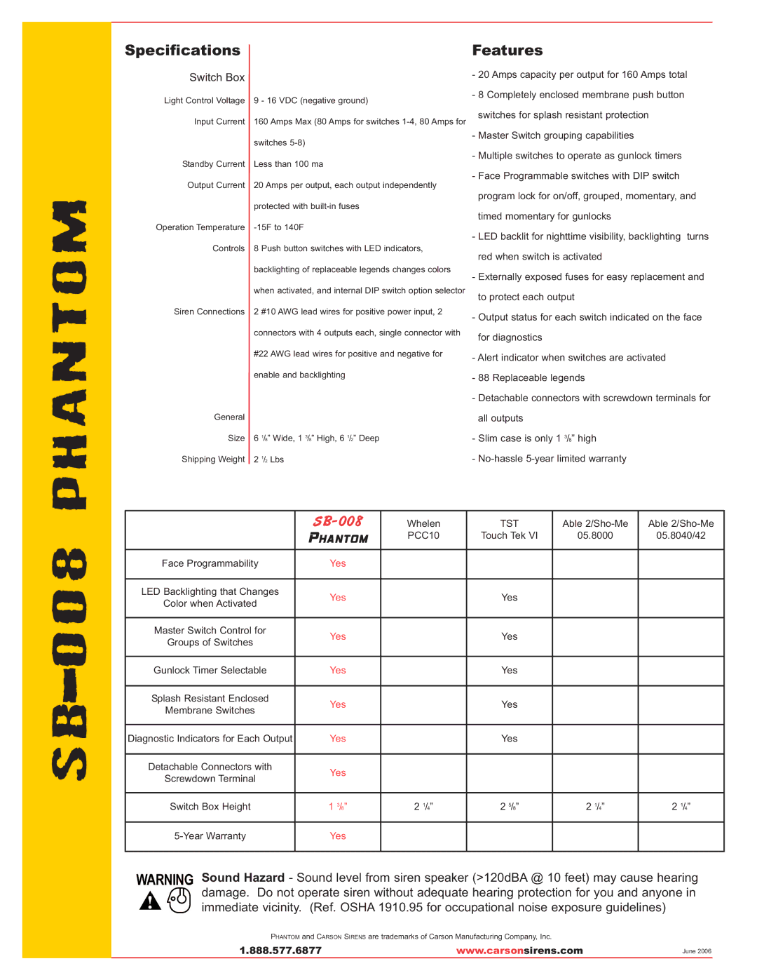 Carson SB-008 manual Specifications 