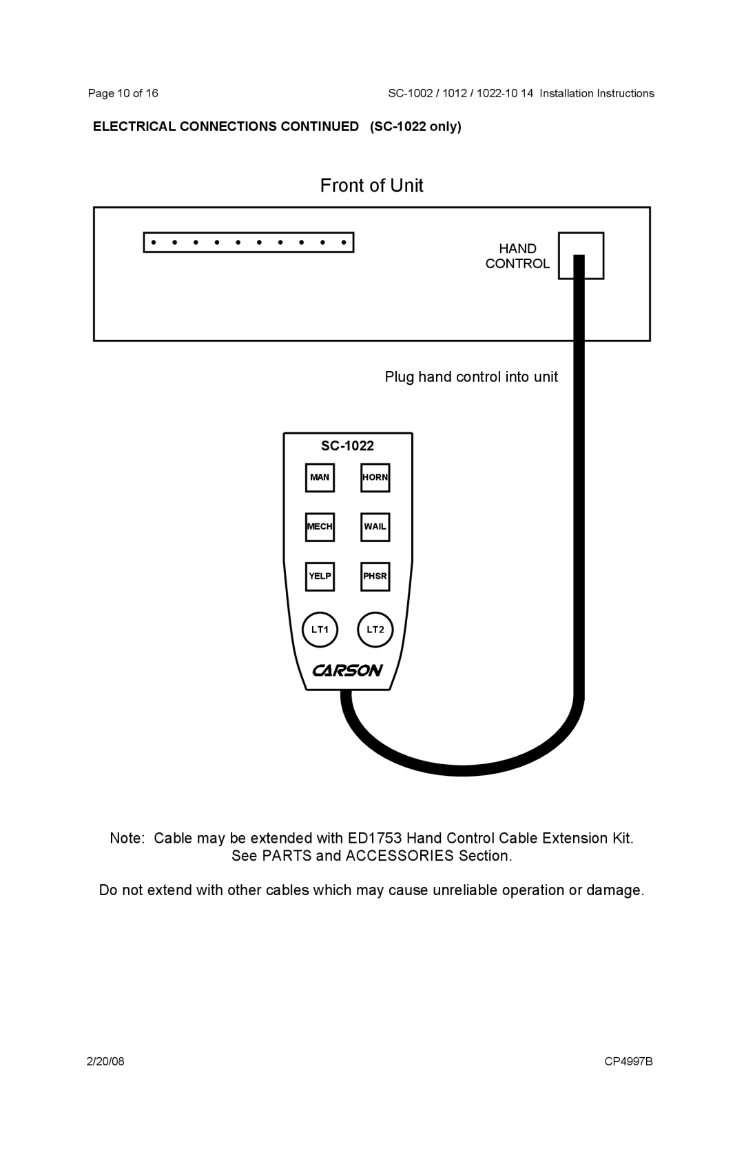 Carson 1012, SC-1002, 1022-10 operating instructions Electrical Connections SC-1022 only 