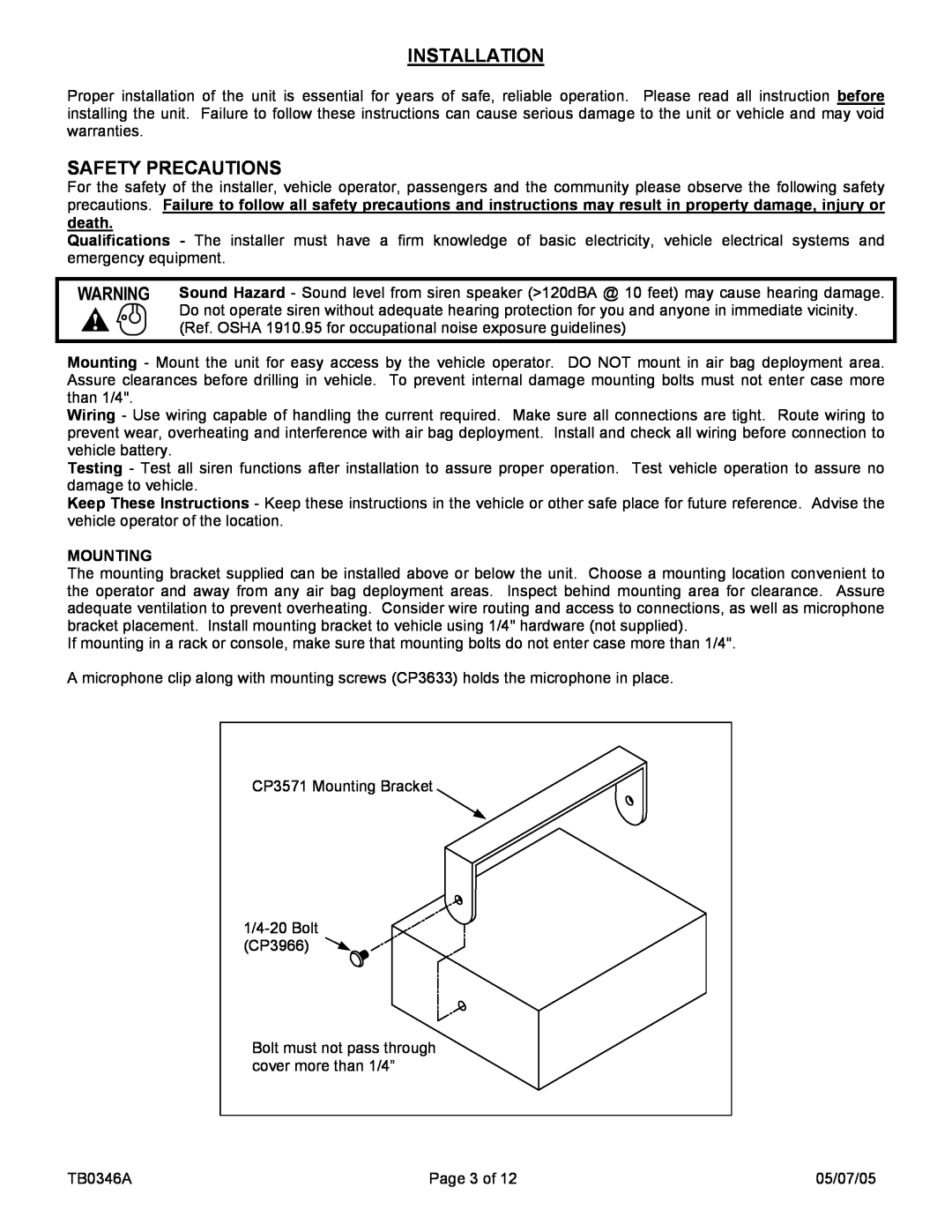 Carson SC-407-10 manual Installation, Safety Precautions, Mounting 