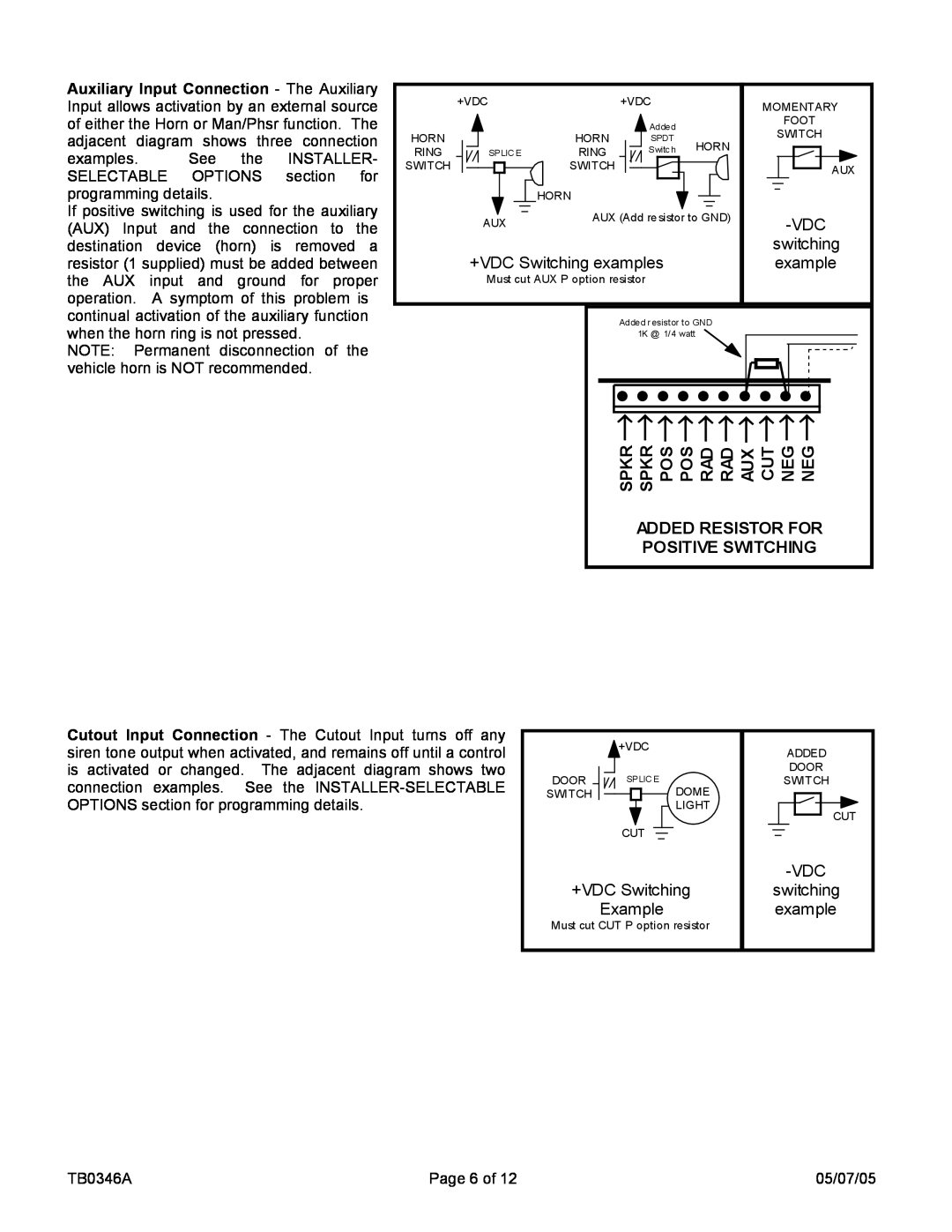 Carson SC-407-10 manual +VDC Switching examples, +VDC Switching Example, VDC switching example 
