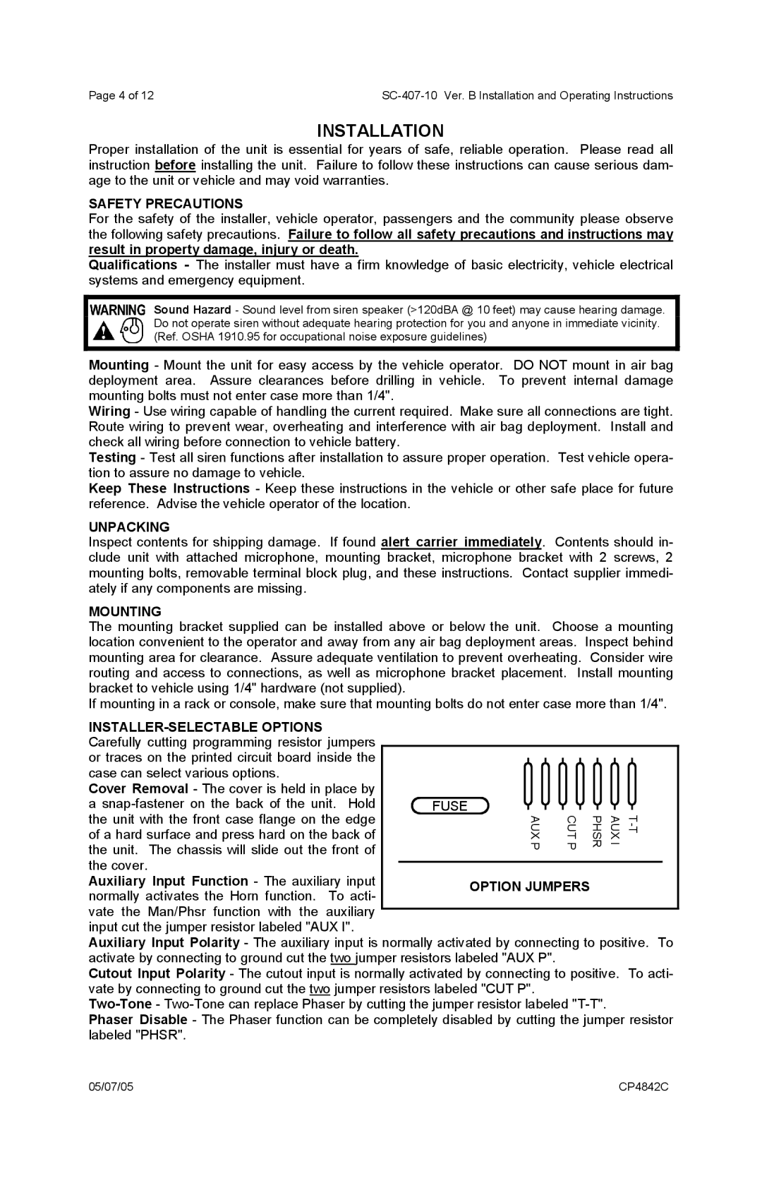 Carson SC-407 operating instructions Installation 