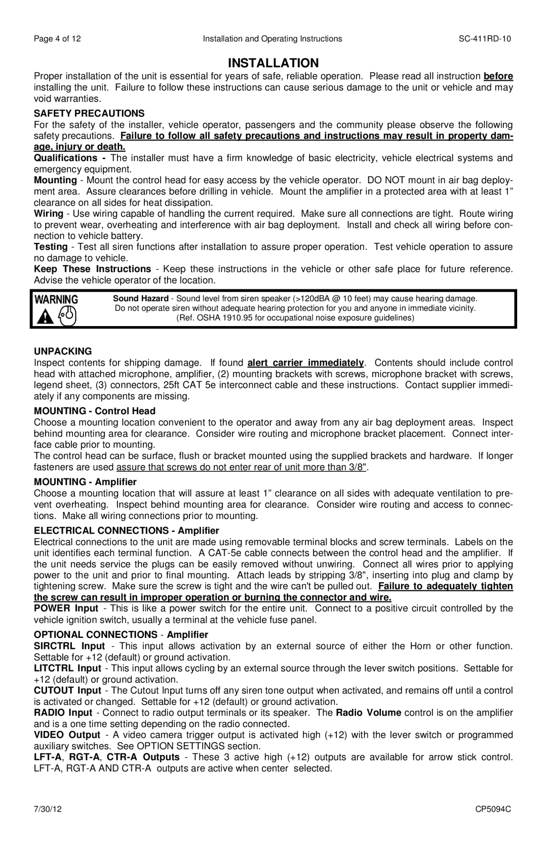 Carson SC-411-RD-1014 operating instructions Installation, Safety Precautions, Unpacking 