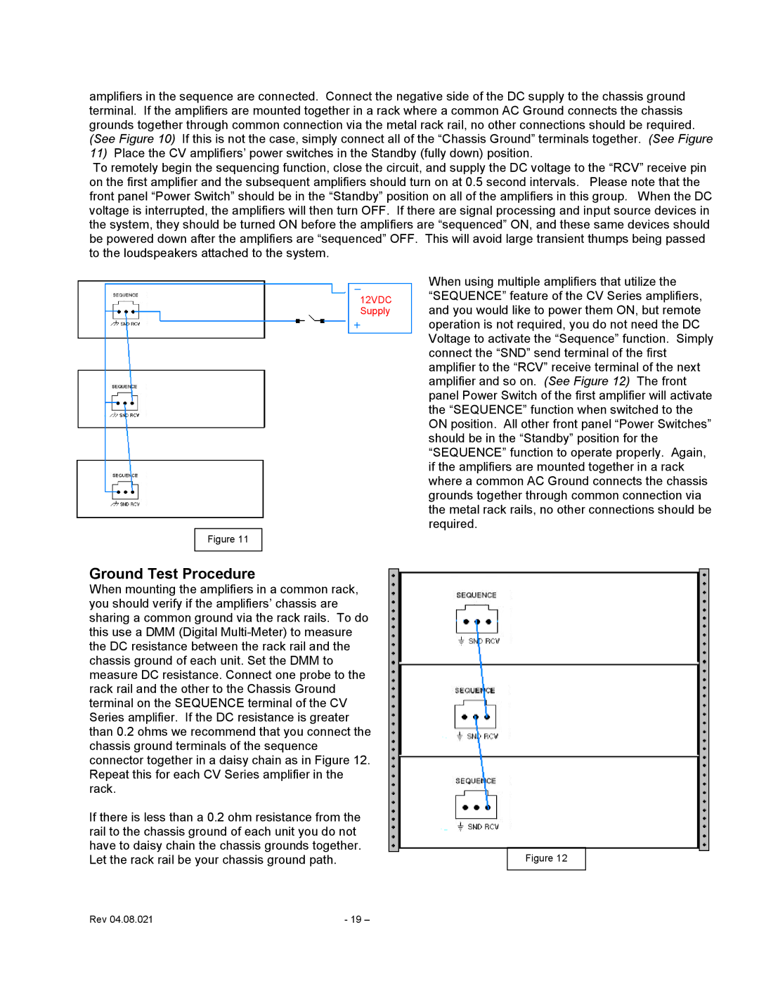 Carver CV Series user manual Ground Test Procedure 