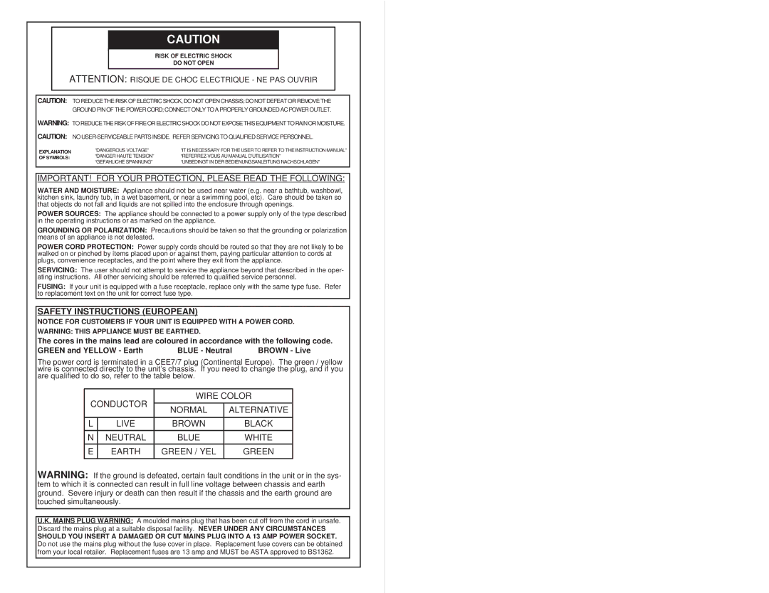 Carvin CX420 manual IMPORTANT! for Your PROTECTION, Please Read the Following, Risk of Electric Shock Do not Open 