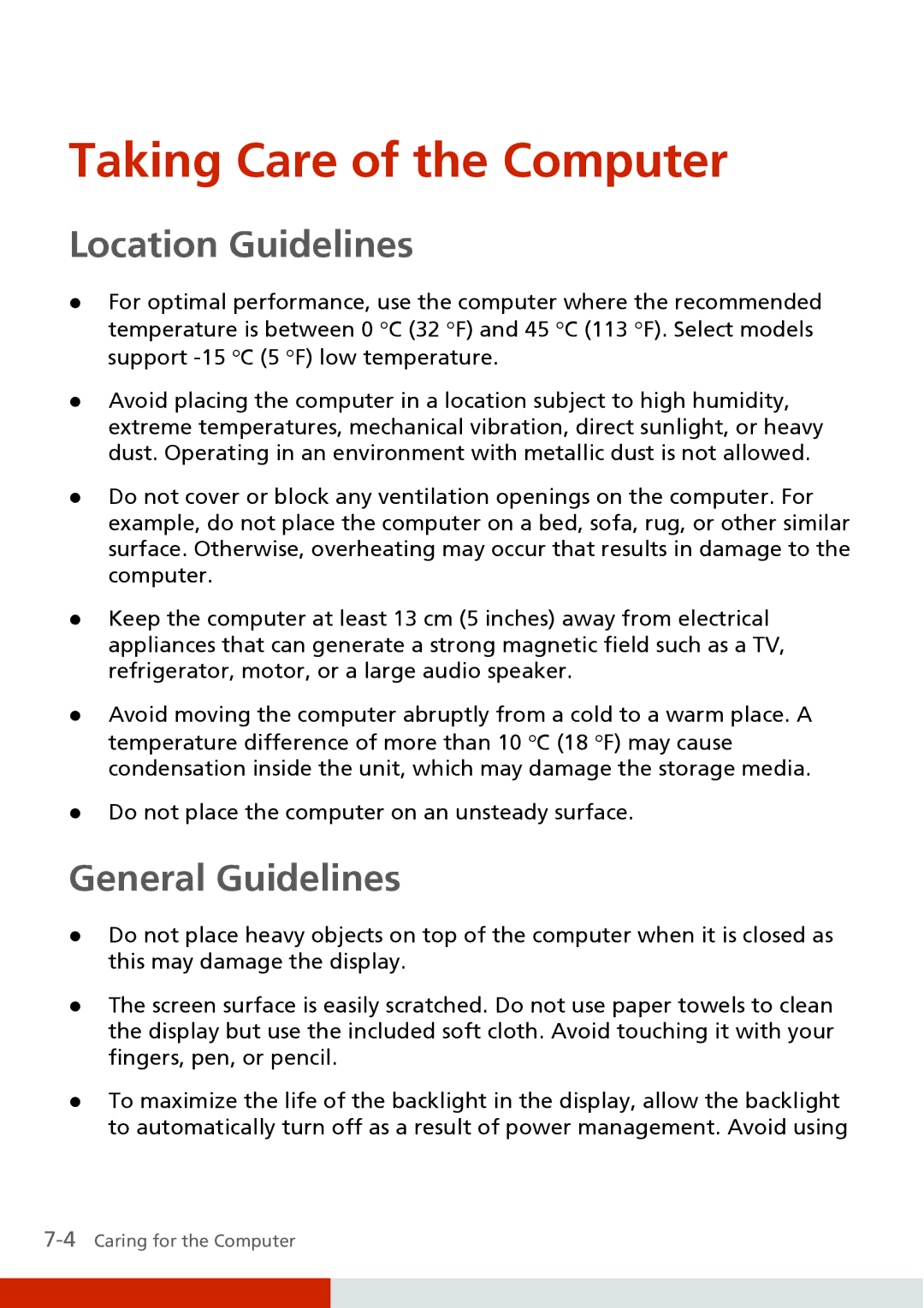 Carvin S400 manual Taking Care of the Computer, Location Guidelines, General Guidelines 