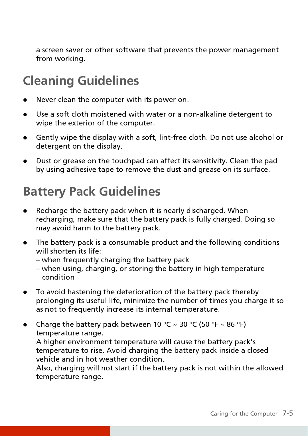 Carvin S400 manual Cleaning Guidelines, Battery Pack Guidelines 