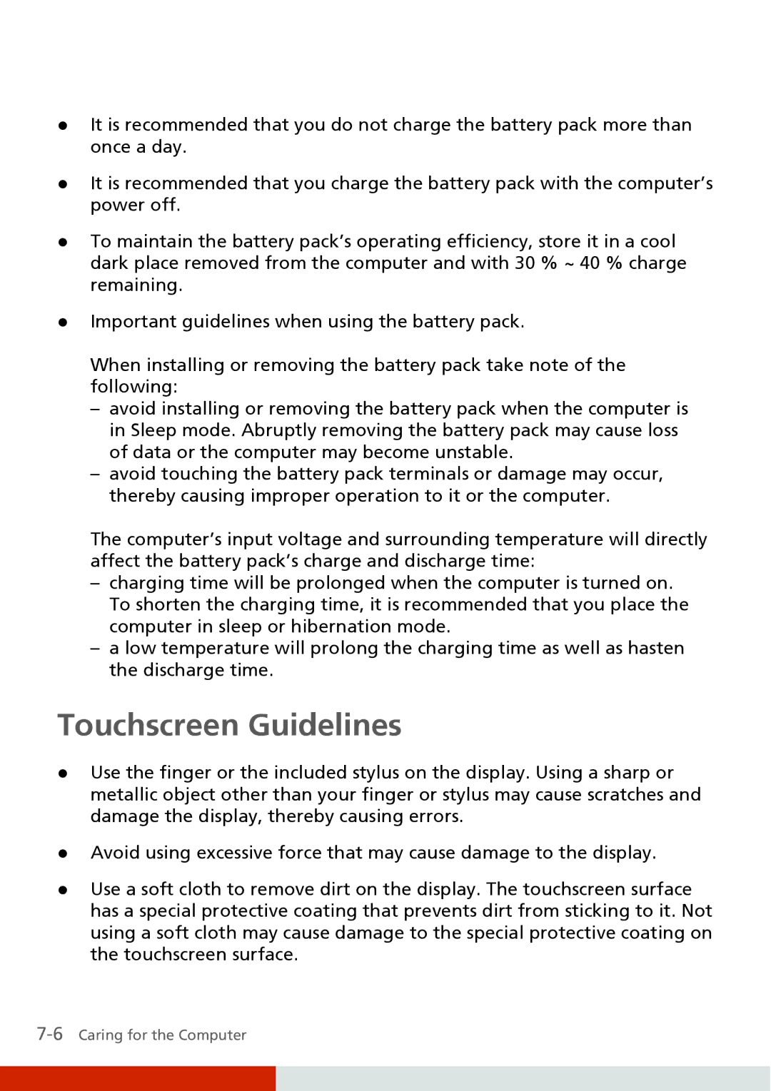 Carvin S400 manual Touchscreen Guidelines 