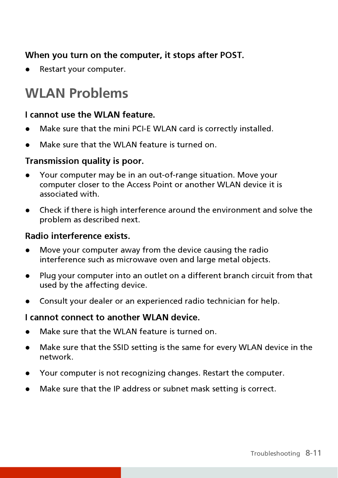 Carvin S400 manual Wlan Problems 