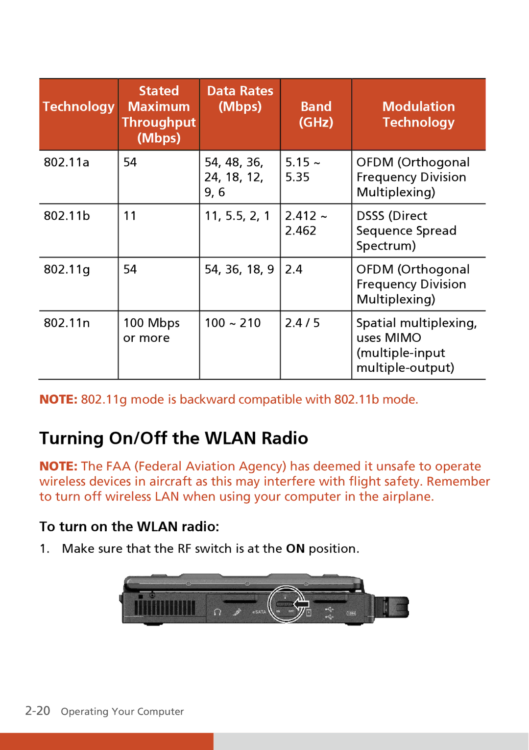 Carvin S400 manual Turning On/Off the Wlan Radio, To turn on the Wlan radio 