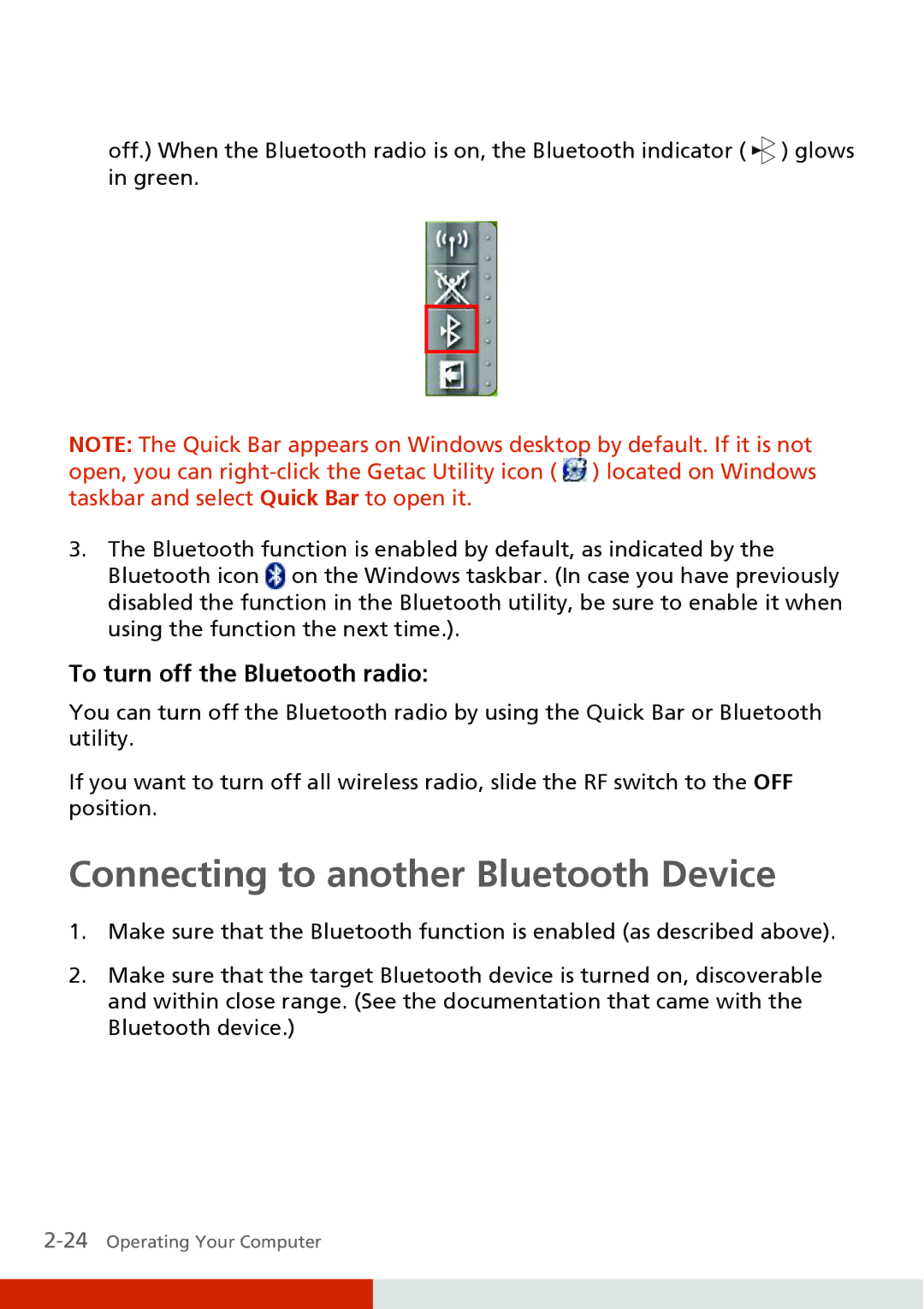 Carvin S400 manual Connecting to another Bluetooth Device, To turn off the Bluetooth radio 