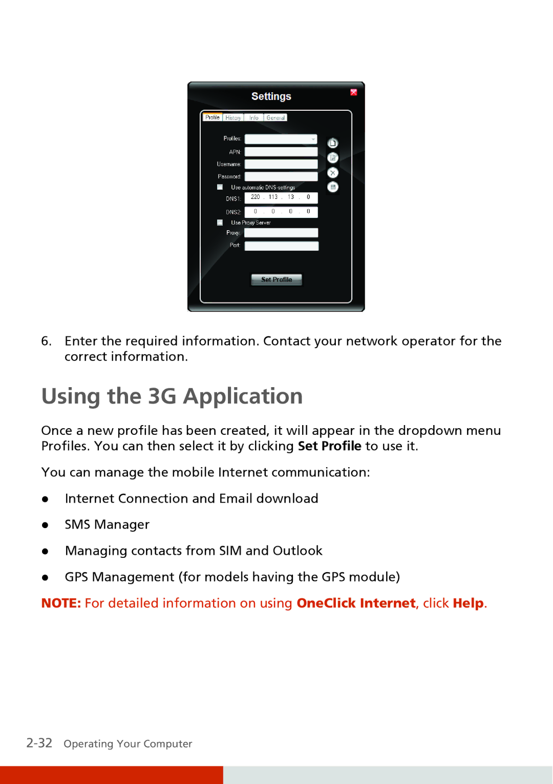 Carvin S400 manual Using the 3G Application 