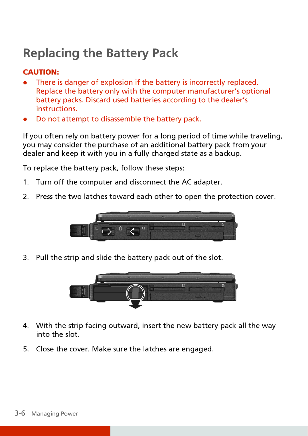 Carvin S400 manual Replacing the Battery Pack 