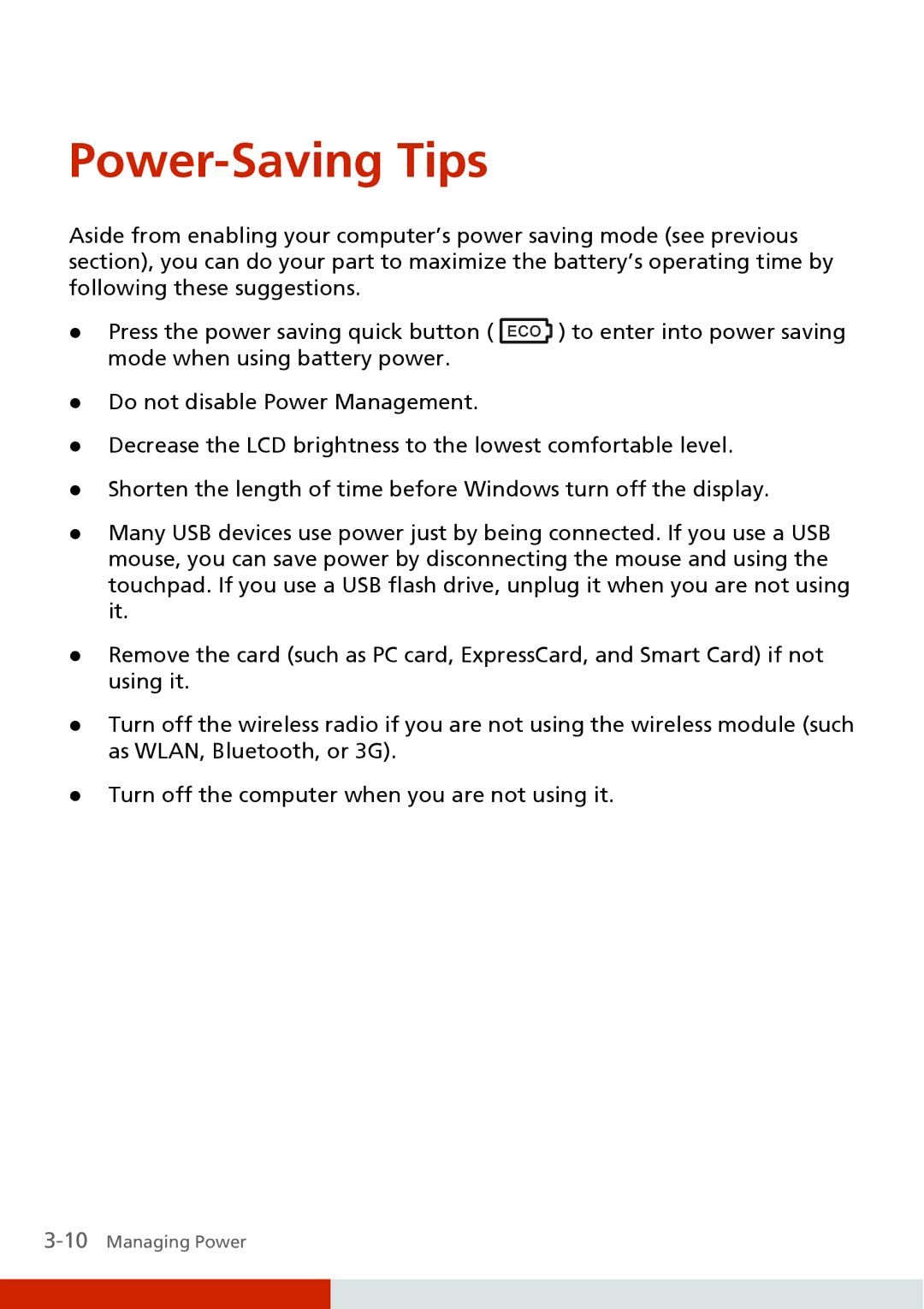 Carvin S400 manual Power-Saving Tips 