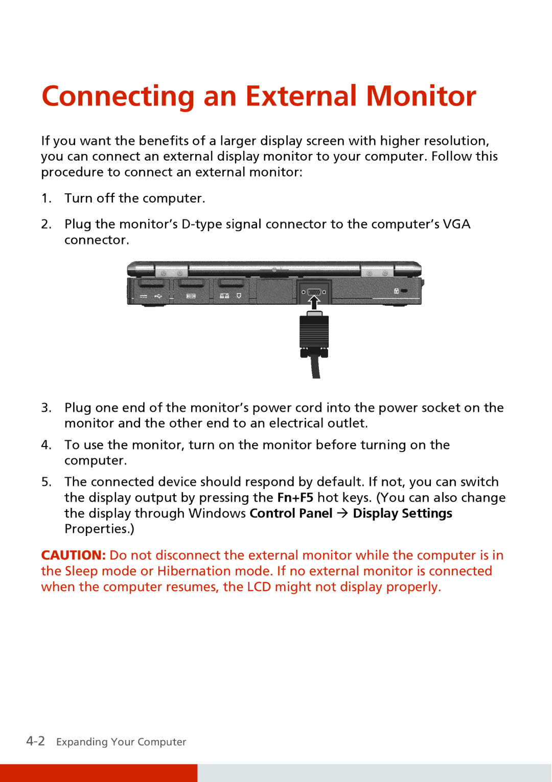 Carvin S400 manual Connecting an External Monitor 