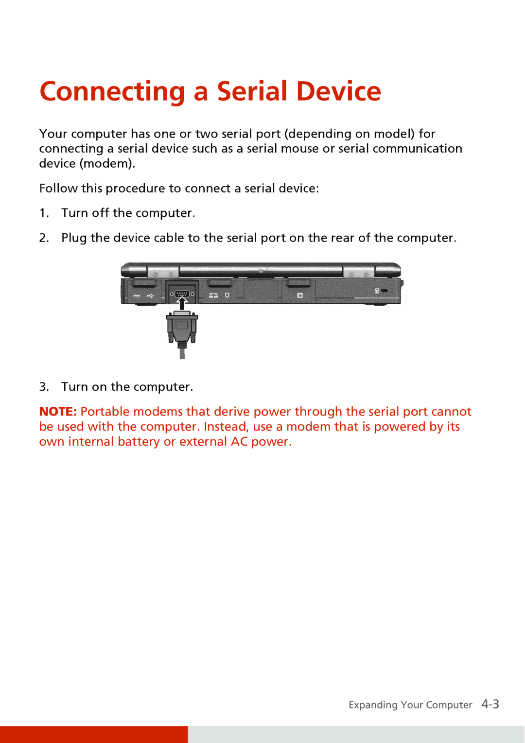 Carvin S400 manual Connecting a Serial Device 