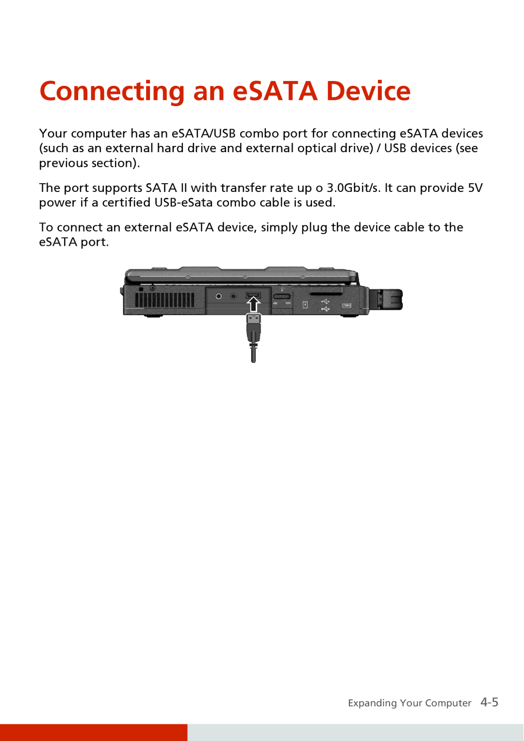 Carvin S400 manual Connecting an eSATA Device 