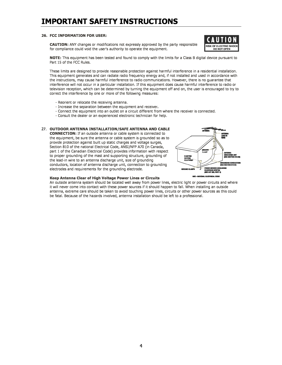 Cary Audio Design 7.25 owner manual Important Safety Instructions, Fcc Information For User 