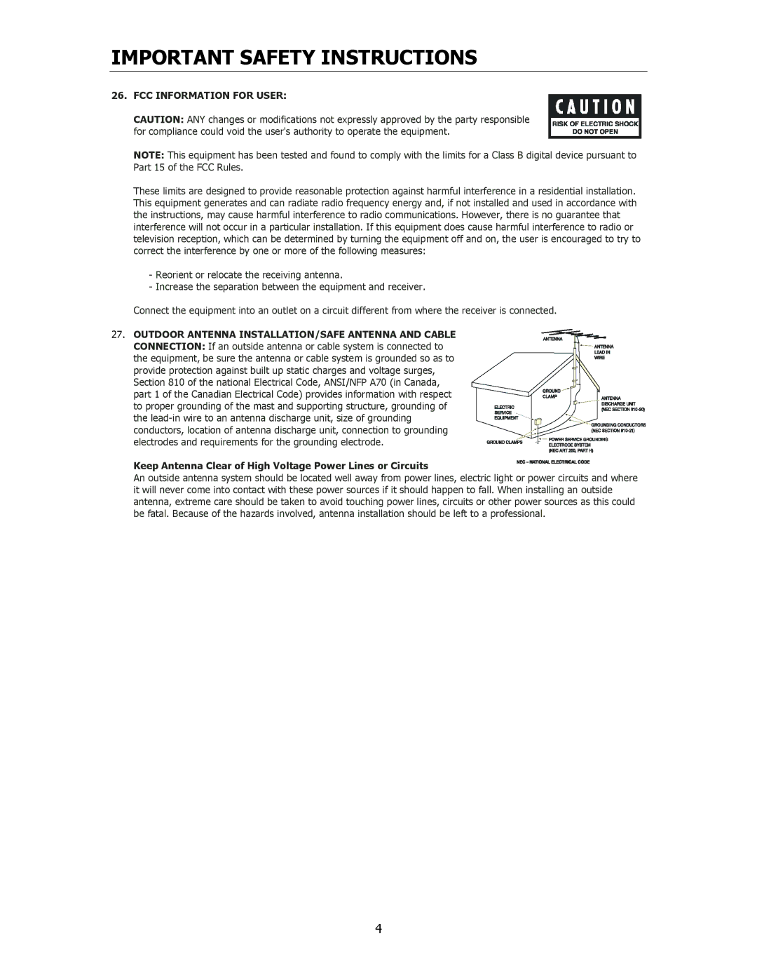 Cary Audio Design CAA 1 owner manual FCC Information for User 