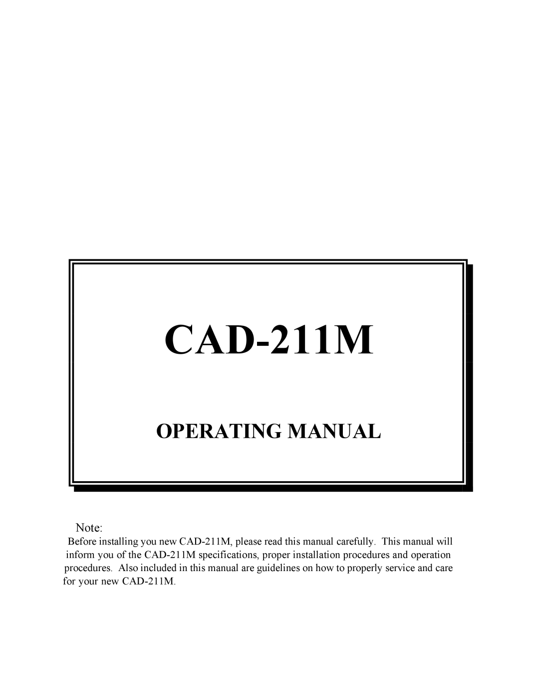 Cary Audio Design CAD-211M specifications 