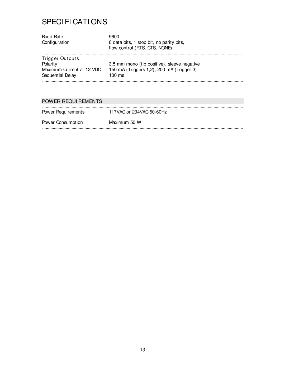 Cary Audio Design Cinema 11 owner manual Power Requirements, Trigger Outputs 