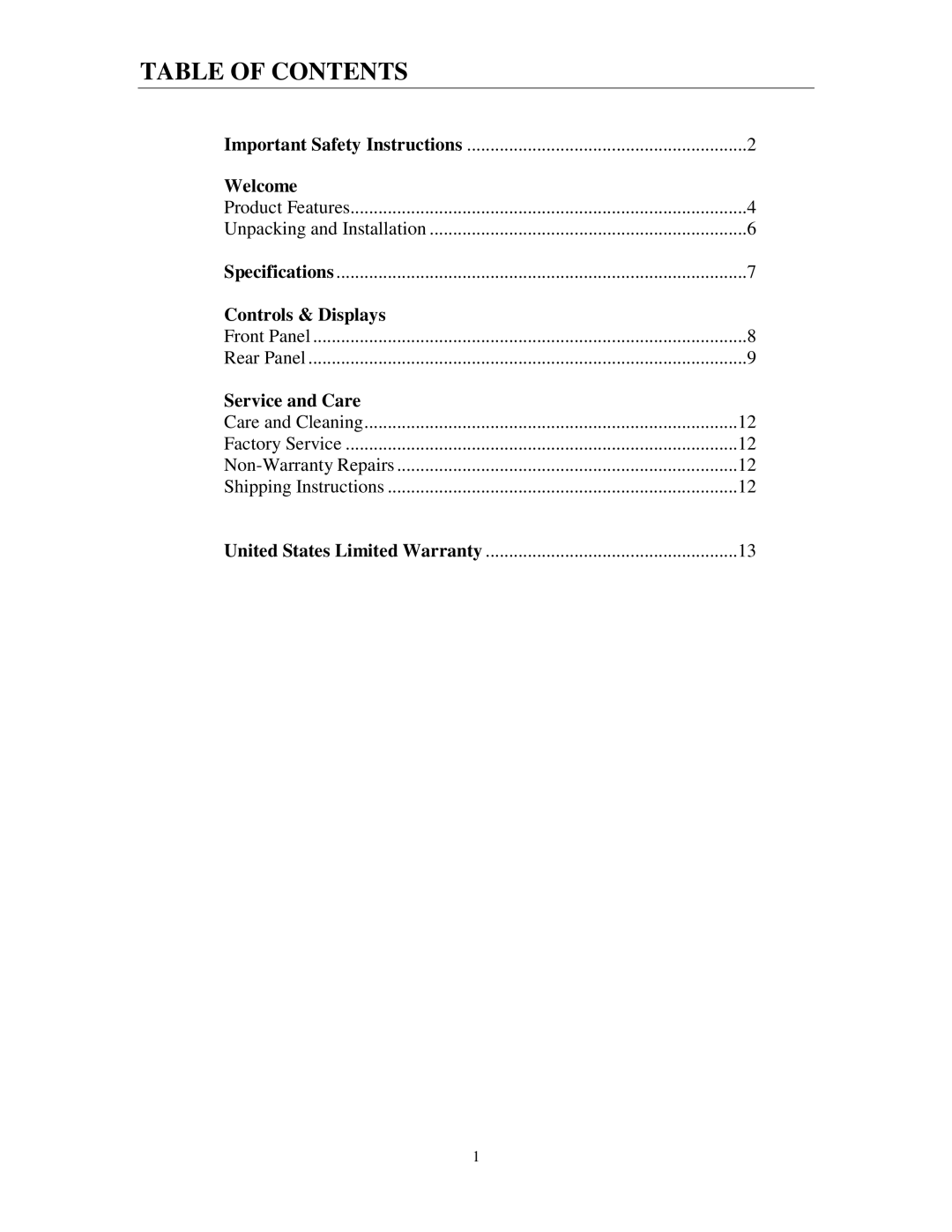 Cary Audio Design SA-200.2 owner manual Table of Contents 