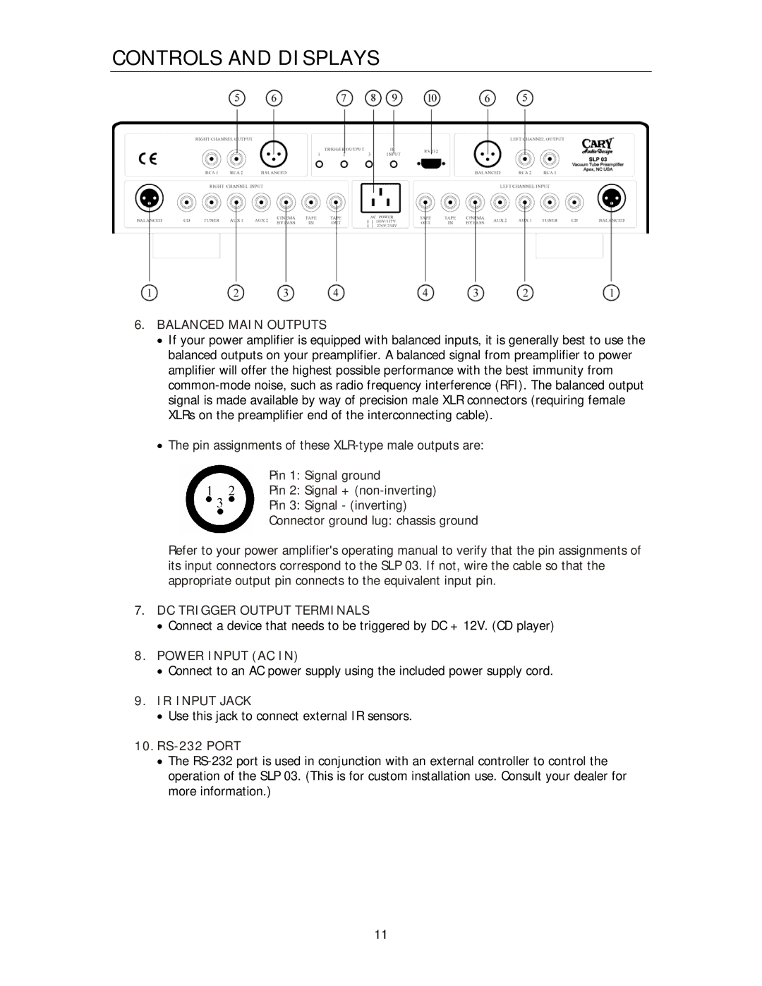 Cary Audio Design SLP 03 owner manual DC Trigger Output Terminals 