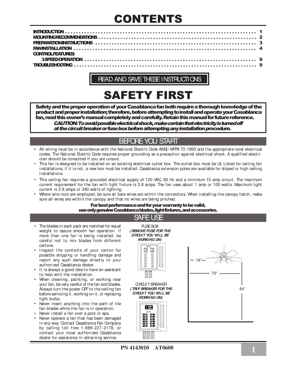 Casablanca Fan Company 41UxxD warranty Contents 