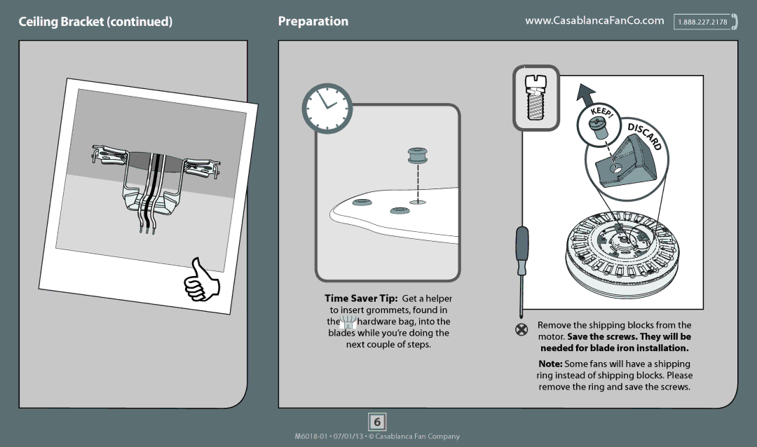 Casablanca Fan Company 54002, 54001, 54000 operation manual Preparation 