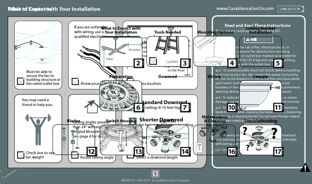 Casablanca Fan Company 54005, 54007, 54006 operation manual What to Expect with Your Installation 