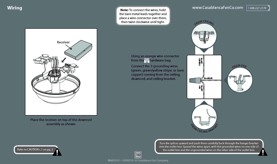 Casablanca Fan Company 54031, 54032, 54033 operation manual Wiring, Assembly as shown 