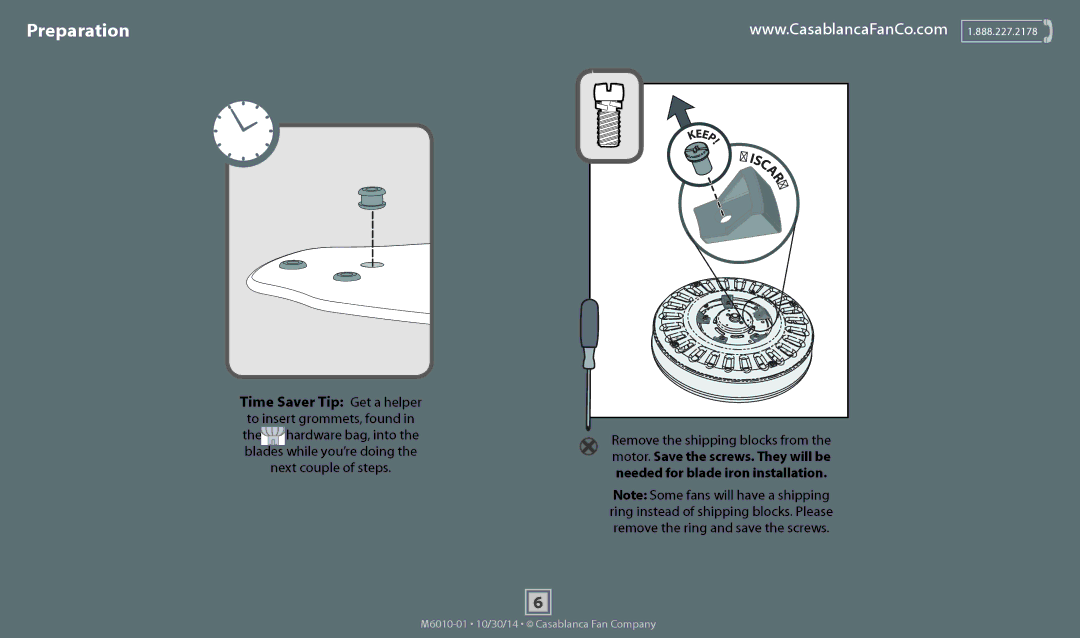 Casablanca Fan Company 54032, 54031, 54033 operation manual Preparation 