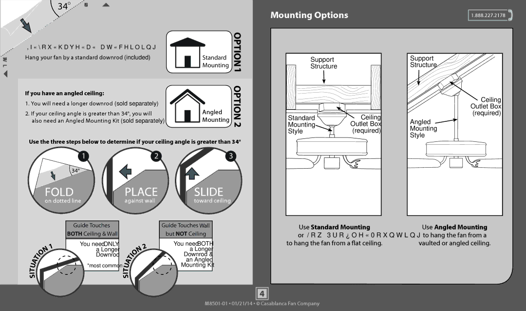 Casablanca Fan Company 54081 Standard Mounting Angled, Support Structure Standard Ceiling Mounting, To hang the fan from a 