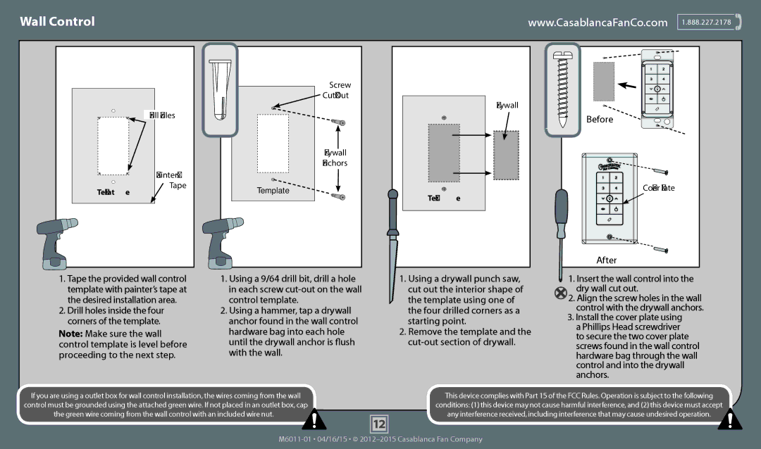 Casablanca Fan Company 55019, 59098 operation manual Wall Control, Before, After 