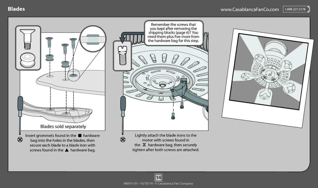 Casablanca Fan Company 59096, 55020, 59095, 59097 operation manual Blades sold separately 