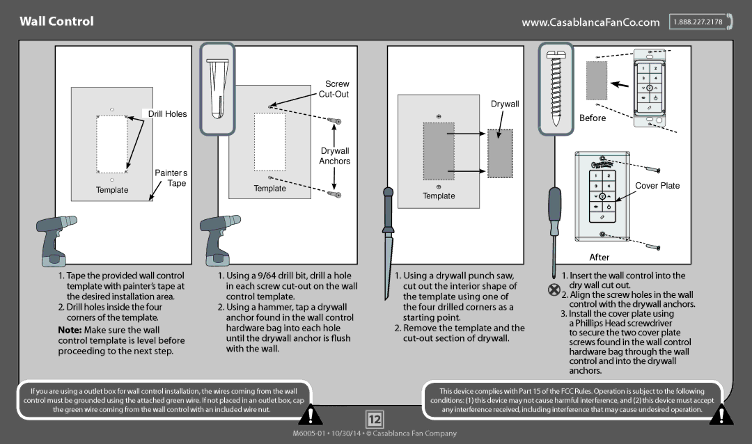 Casablanca Fan Company 55027, 55031 operation manual Wall Control, Before, After 