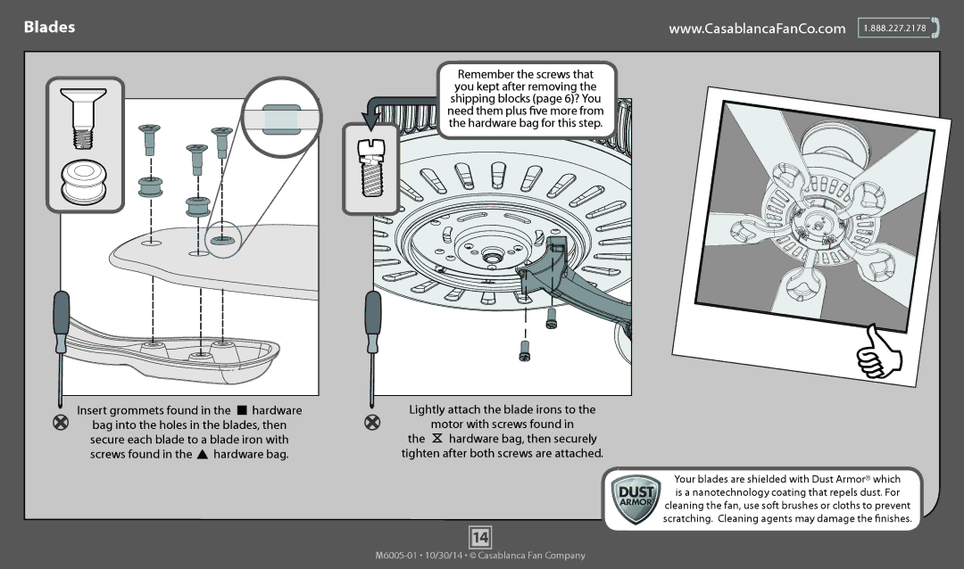 Casablanca Fan Company 55027, 55031 operation manual Blades 