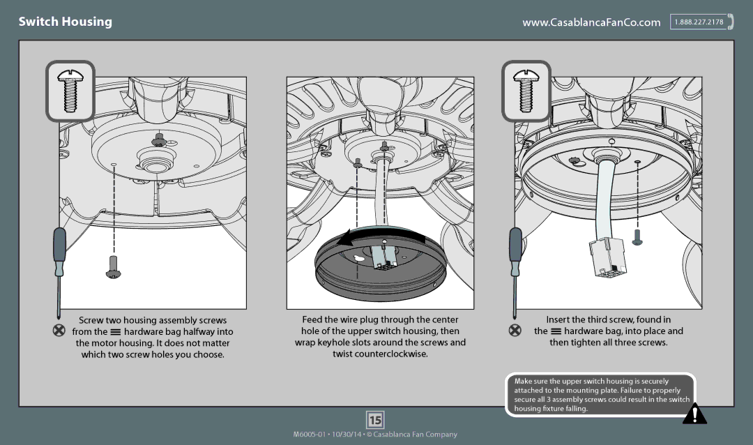 Casablanca Fan Company 55031, 55027 operation manual Switch Housing 