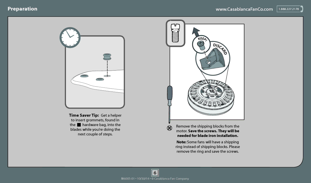 Casablanca Fan Company 55027, 55031 operation manual Preparation 