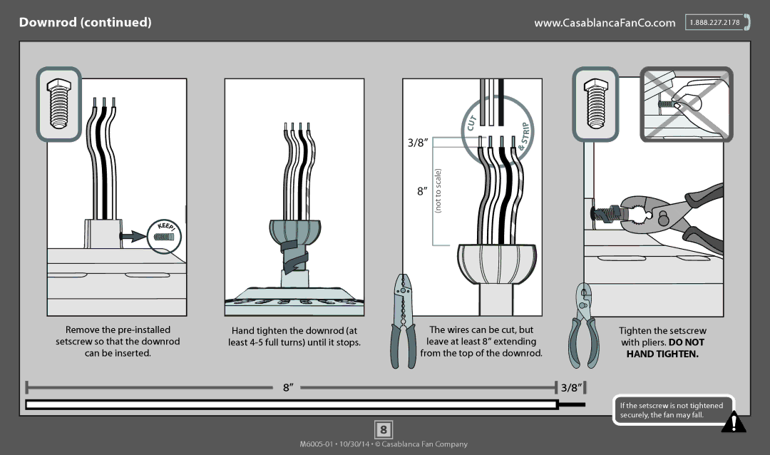 Casablanca Fan Company 55027, 55031 operation manual Hand Tighten 