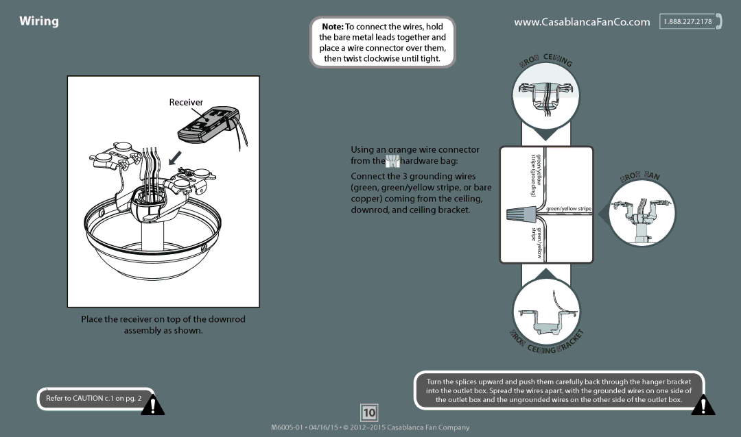 Casablanca Fan Company 55032, 55028, 55029, 55030 operation manual Wiring, Assembly as shown 