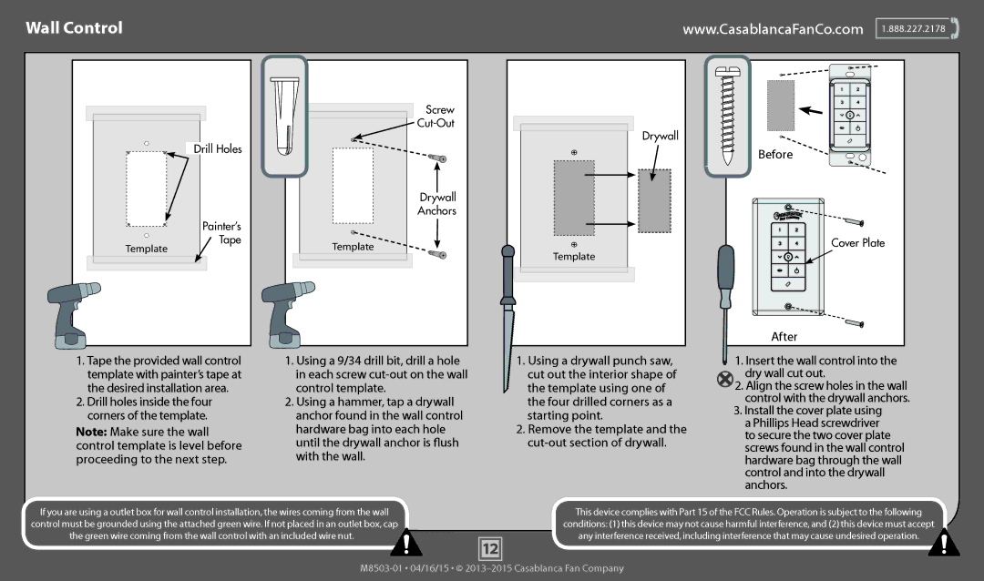 Casablanca Fan Company 55036, 55035 operation manual Wall Control, Before, After 