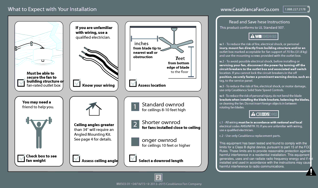 Casablanca Fan Company 55036, 55035 operation manual What to Expect with Your Installation 