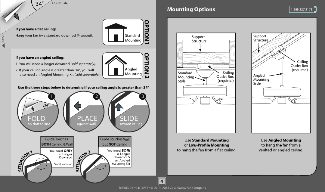 Casablanca Fan Company 55036, 55035 operation manual Mounting Options 