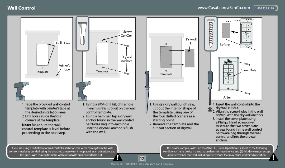 Casablanca Fan Company 55051 operation manual Wall Control, Before, After 