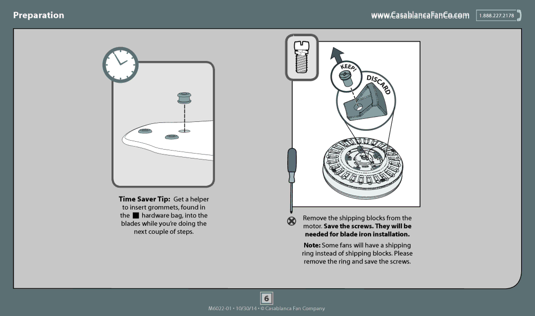 Casablanca Fan Company 55051 operation manual Preparation 