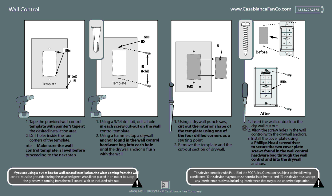 Casablanca Fan Company 55059, 55060 operation manual Wall Control, Before, After 